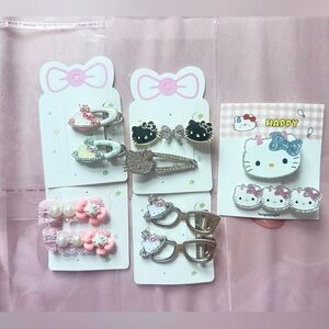 New 10 pieces bundle hello kitty sparkly hair clips barrettes accessories 14